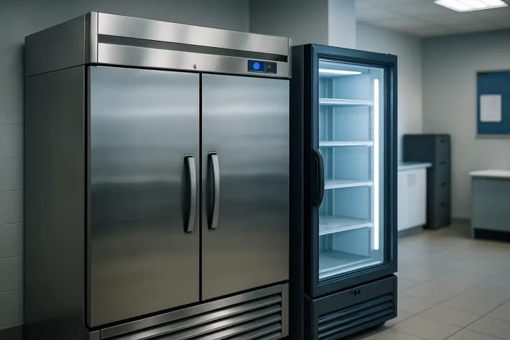 High-quality commercial refrigeration units in a business setting, showcasing preventive maintenance importance for food safety and efficiency in Cambridge, MA.