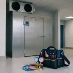 A professional technician's tools and equipment ready for emergency walk-in freezer repair in Cambridge, emphasizing fast and reliable service for commercial refrigeration breakdowns.