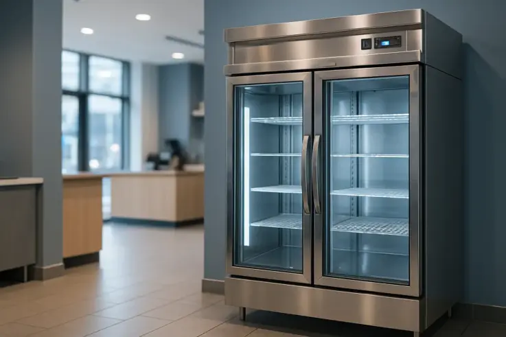 A commercial refrigeration unit showcasing efficient cooling technology, essential for Boston businesses to maintain product safety and comply with health regulations.
