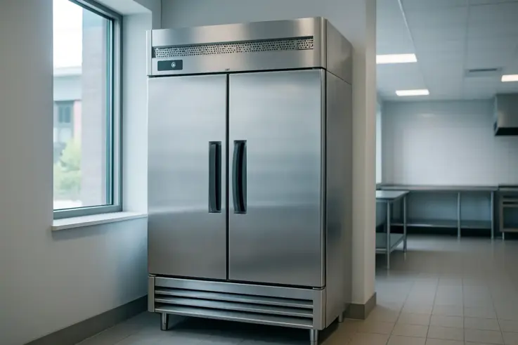 High-efficiency commercial refrigeration unit installed in a Boston business, showcasing its energy-efficient design and compliance with local health codes.