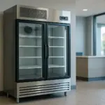 A modern commercial refrigeration unit installed in a business setting, showcasing efficient design and professional installation, ideal for restaurants and retail.