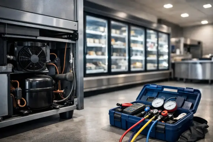 A well-maintained commercial refrigeration unit showcasing the importance of regular maintenance for businesses in Burlington MA.
