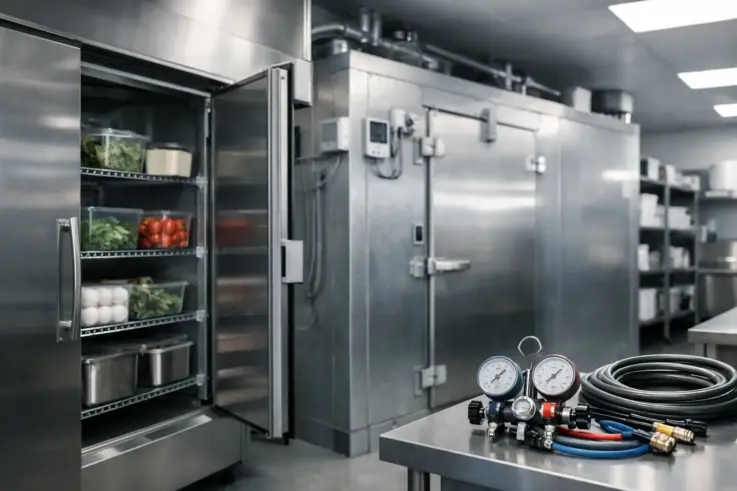 A well-maintained commercial refrigeration unit showcasing the importance of quarterly maintenance for food safety and operational efficiency in Somerville MA.